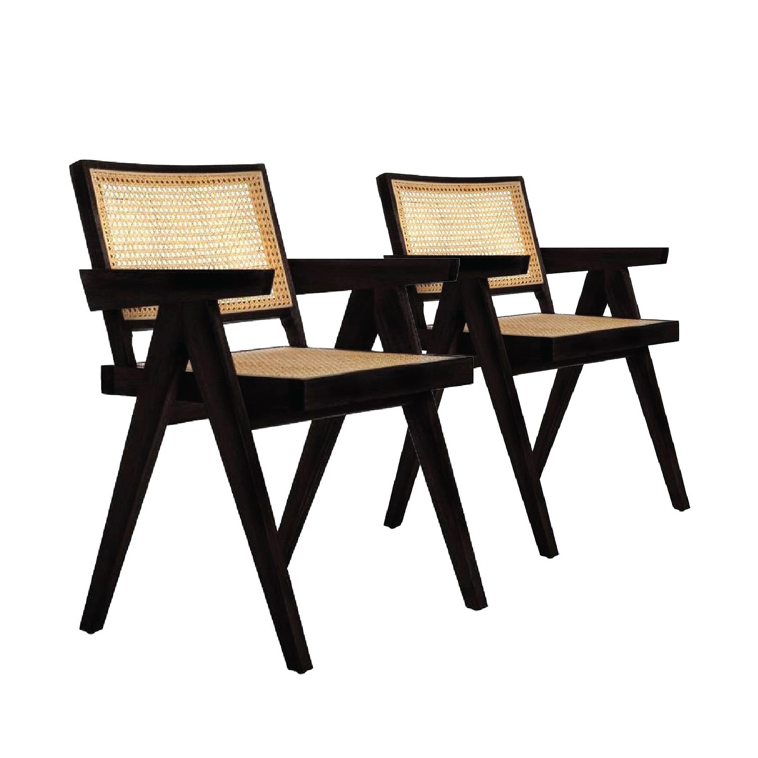 Mid Century Jeanneret Armchair Set - Black | France and Son