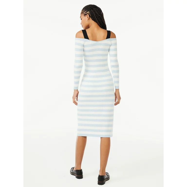 Free Assembly Women's Cold Shoulder Sweater Midi Dress with Long Sleeves | Walmart (US)