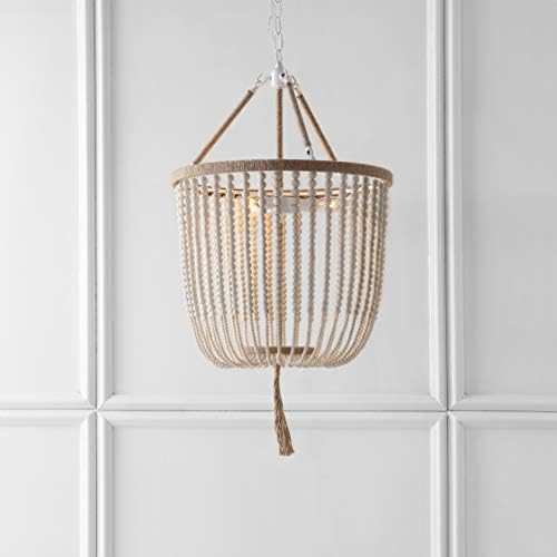 Safavieh Collection Angie Cream Boho 3 18" Adjustable Beaded (LED Bulbs Included) Pendant Light | Amazon (US)
