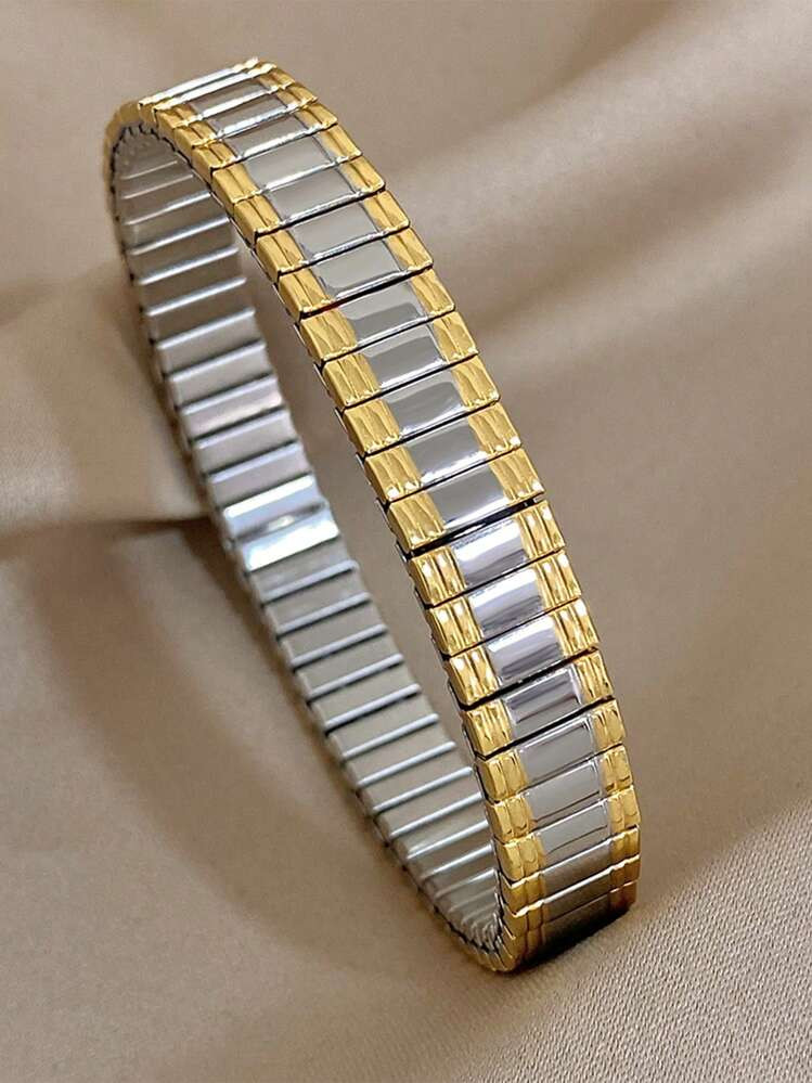 1pc Elastic Bracelet, Stainless Steel Bracelet, Elegant Minimalist Bracelet For Women & Teens, Su... | SHEIN