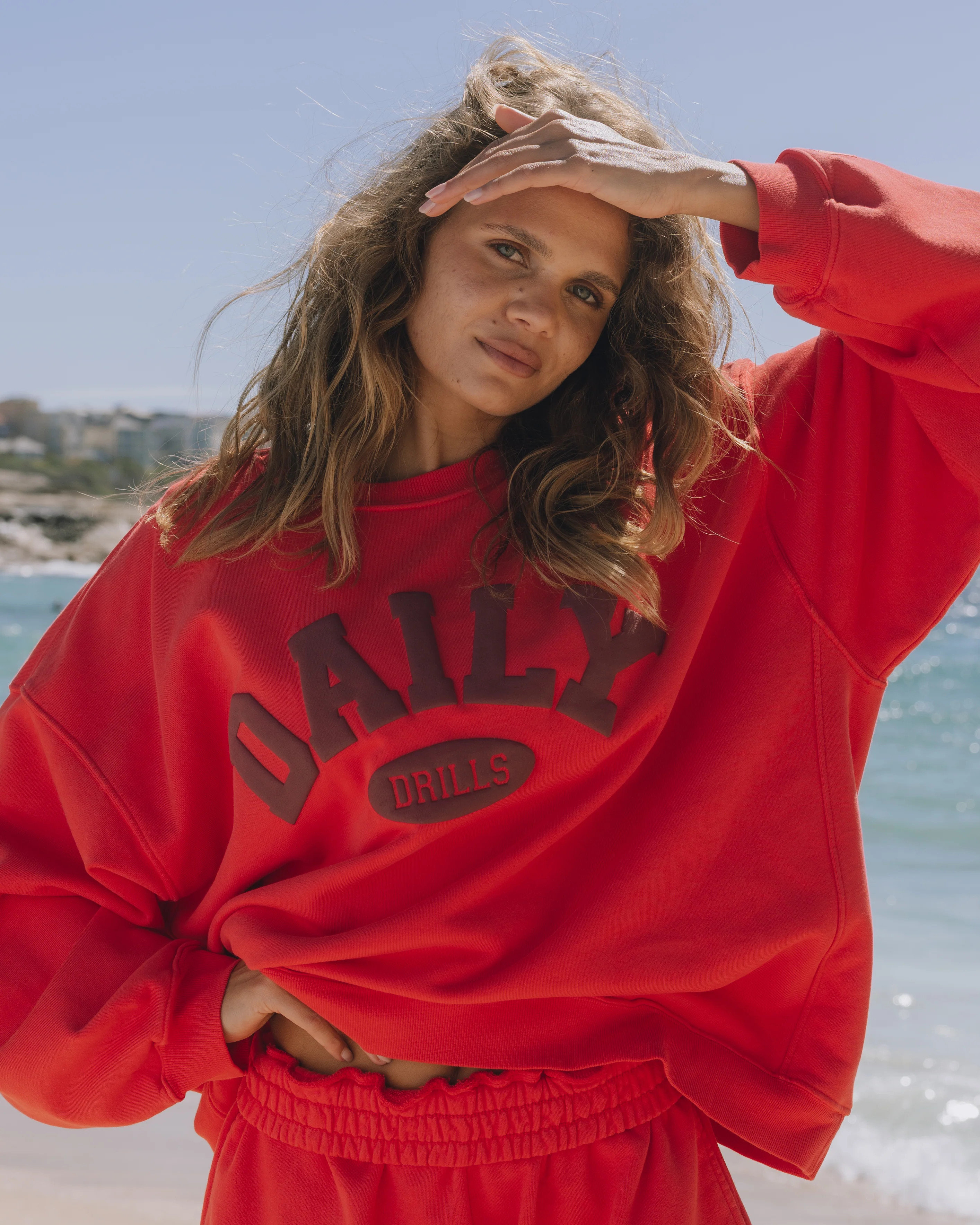 Oversized Daily Crew - Heart + Bodega with Tonal Patch | Daily Drills LLC