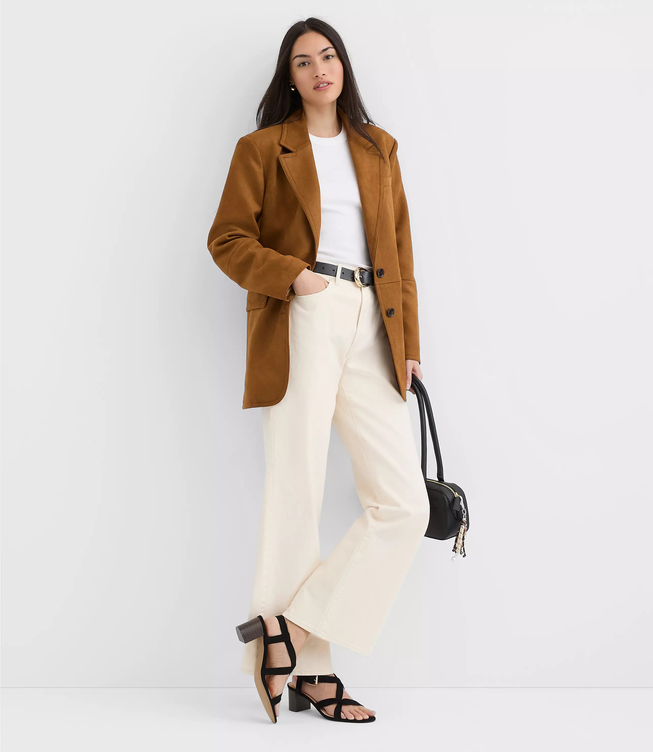 Faux Suede Oversized Blazer | LOFT