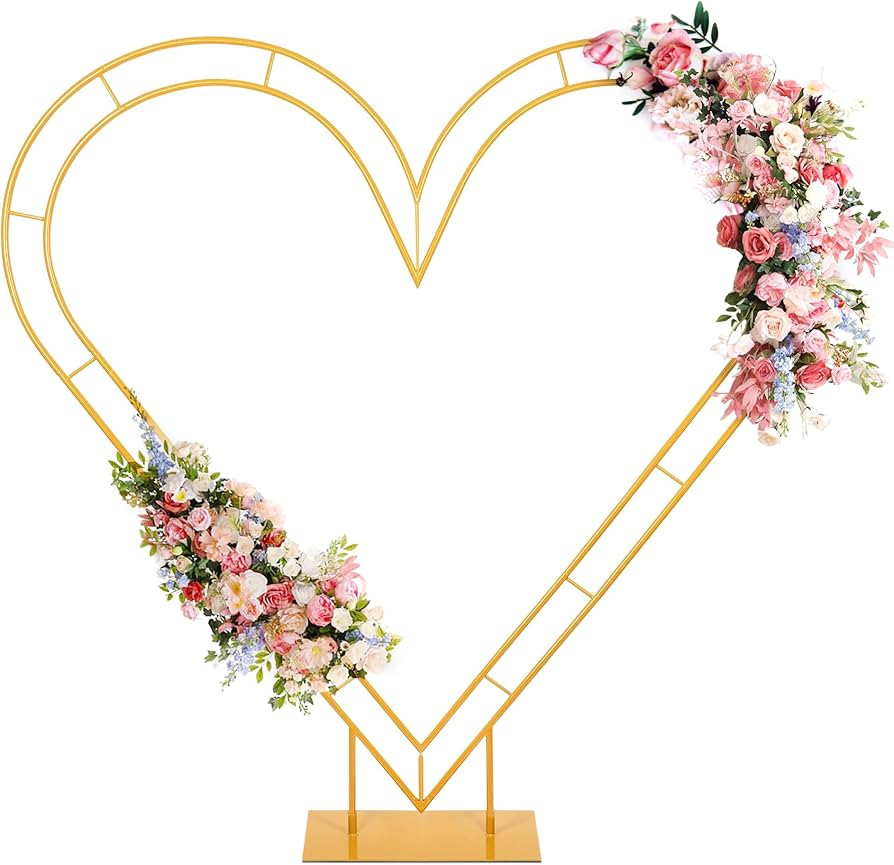7FT Metal Double Heart Arch Stand for Proposal Heart Balloon Arch Wedding Arch Frame for Ceremony... | Amazon (US)