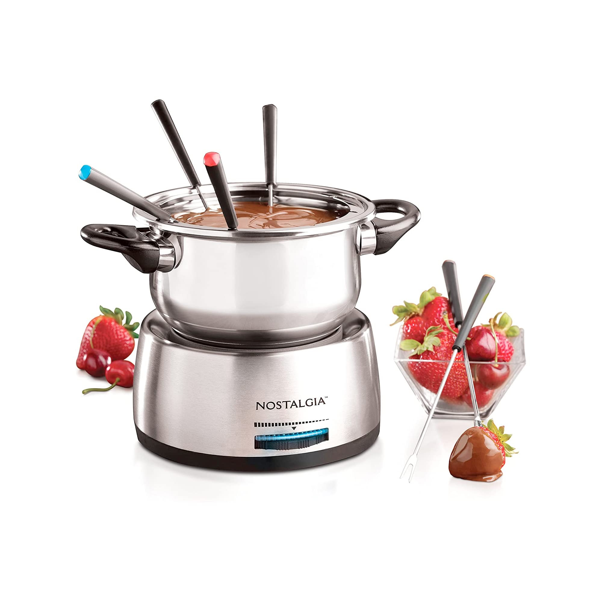 Nostalgia 6-Cup Electric Fondue Pot Set for Cheese & Chocolate - 6 Color-Coded Forks, Temperature... | Amazon (US)