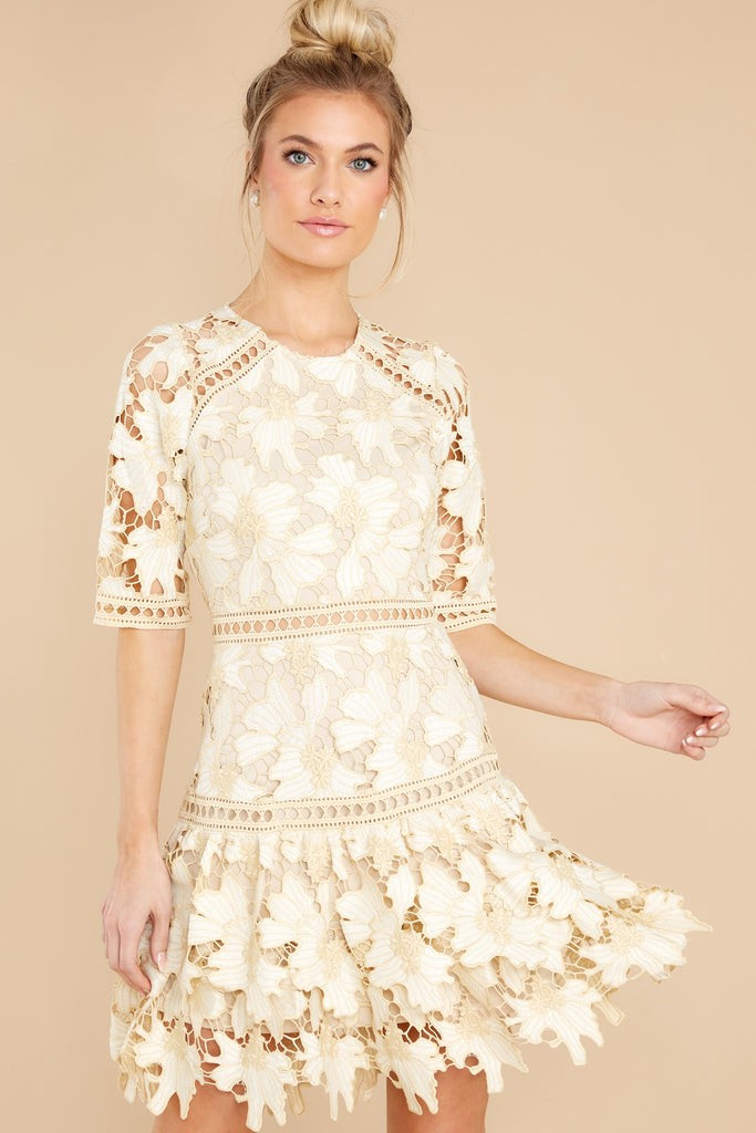 Oblivious Beauty Light Yellow Lace Dress | Red Dress 