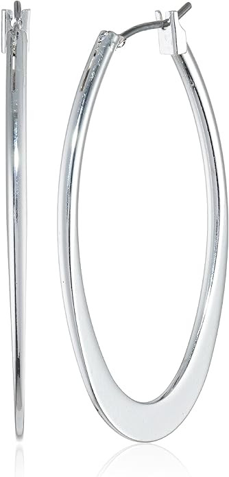Anne Klein Classics Silvertone Large Oval Hoop Earrings | Amazon (US)