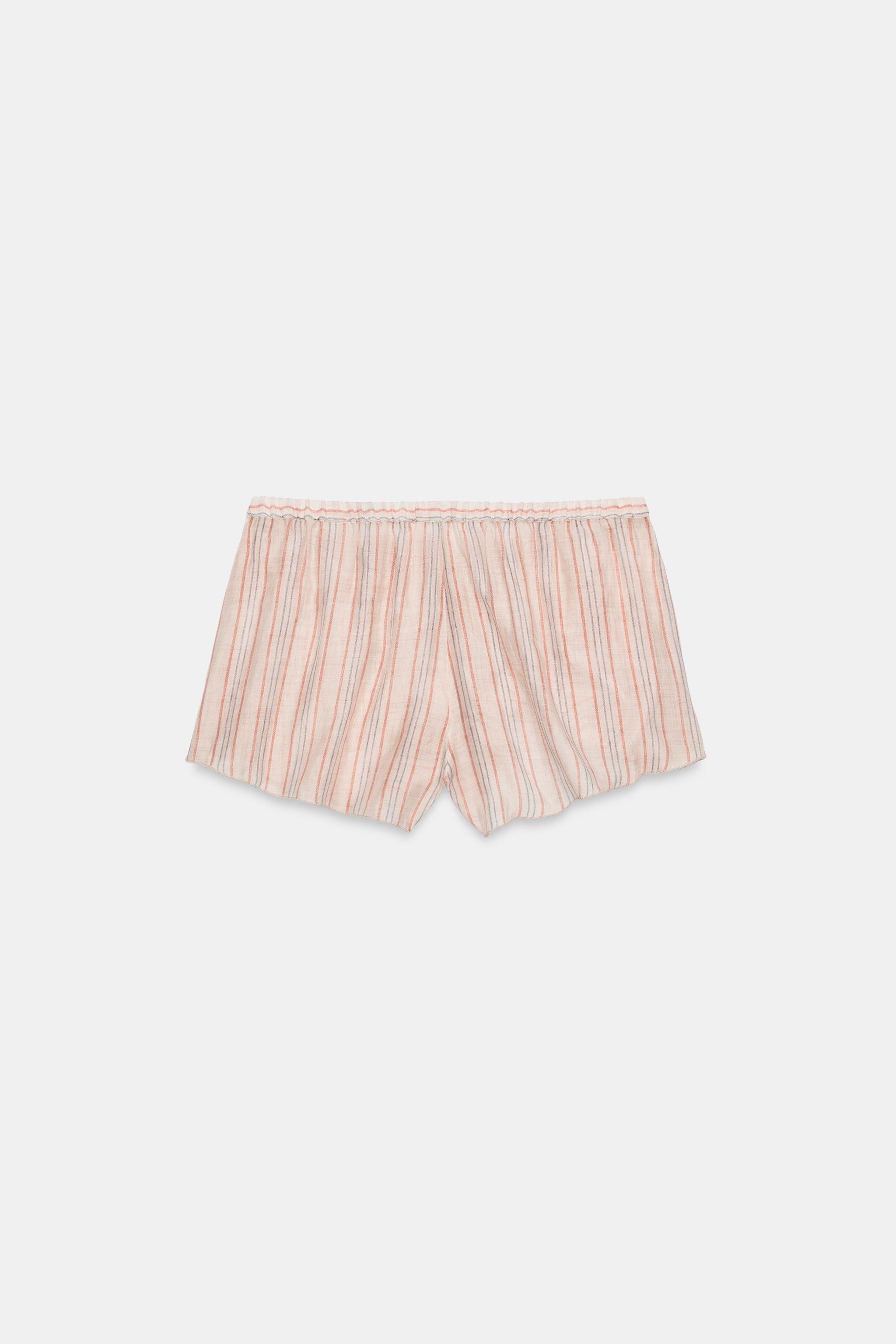 RUFFLED STRIPED SHORTS | Zara US