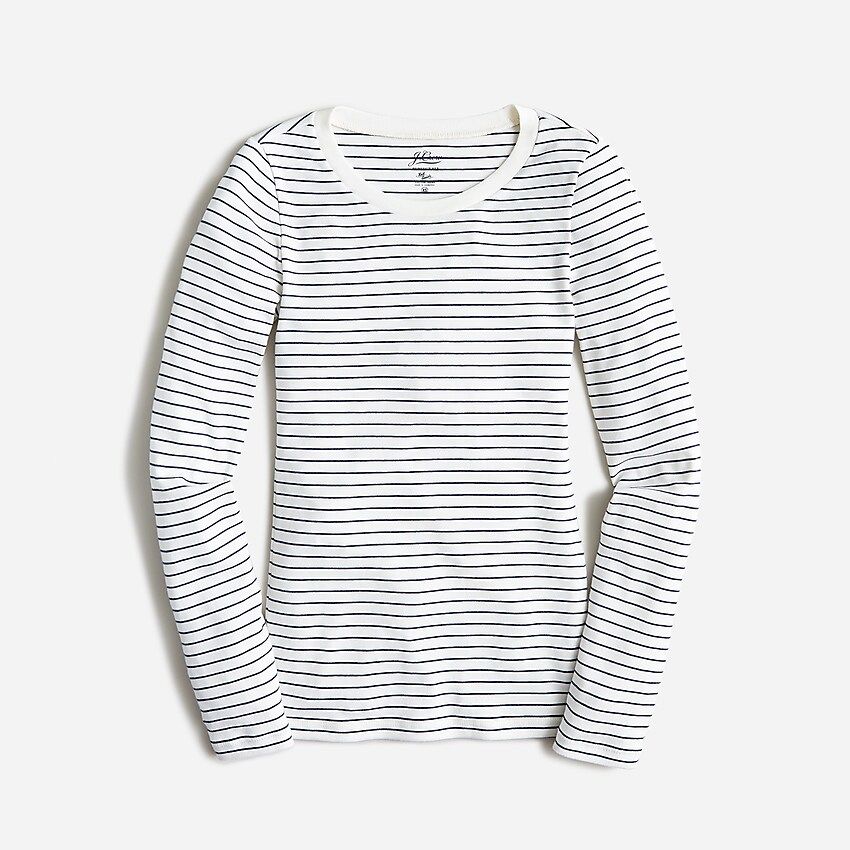Perfect-fit long-sleeve crewneck T-shirt in stripe | J.Crew US