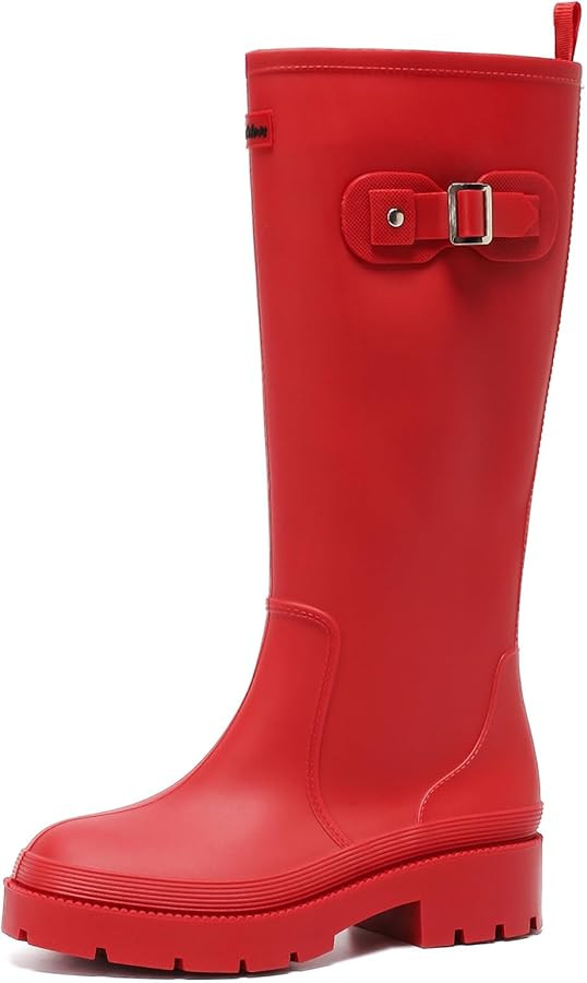 Women's Rain Boots Knee High Rubber Boots Waterproof Anti-Slip Tall wide calf Garden Boots Insula... | Amazon (US)