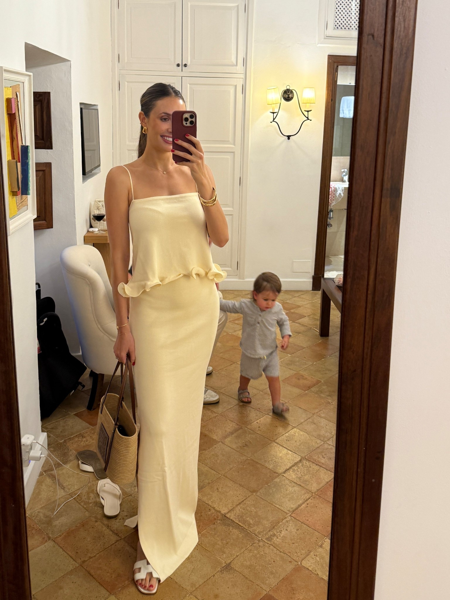 One my favorite outfits ever. Set is cream and would be perfect for any wedding event. Also def would be bump friendly bc material is stretchy! I’m wearing a small top and medium bottom but bottom was a little big. 

#LTKTall #LTKFamily #LTKTravel