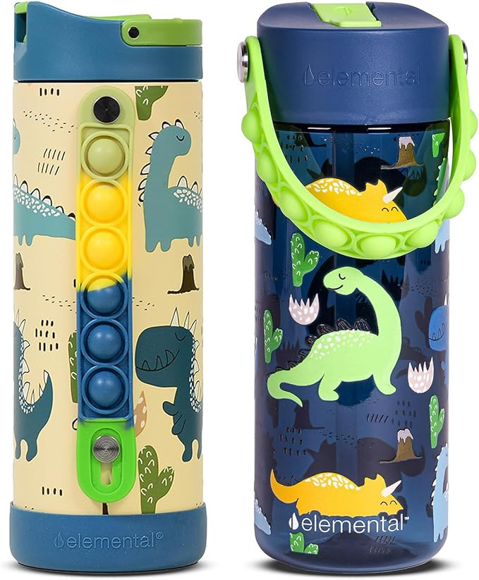 Elemental 18oz Splash Water Bottle & 14oz Iconic Kids Water Bottles - Dinosaur | Amazon (US)