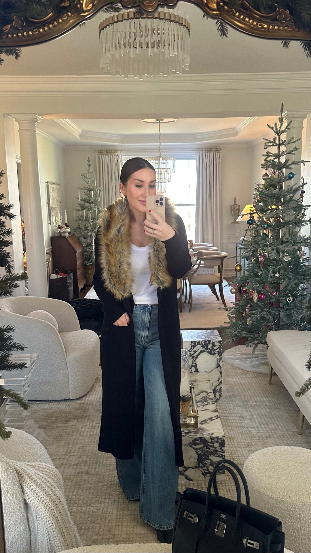 The best faux fur jacket that makes the outfit. Warm and cozy, but light enough to wear indoors (unlike other fur coats). You’ll get endless compliments on this one
Medium 

#LTKSeasonal #LTKWorkwear
