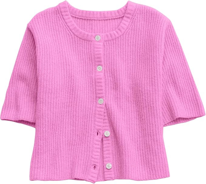 Gacaky Women's Lightweight Cardigan Sweater Short Sleeve Casual Crewneck Button Soft Knit Cardiga... | Amazon (US)