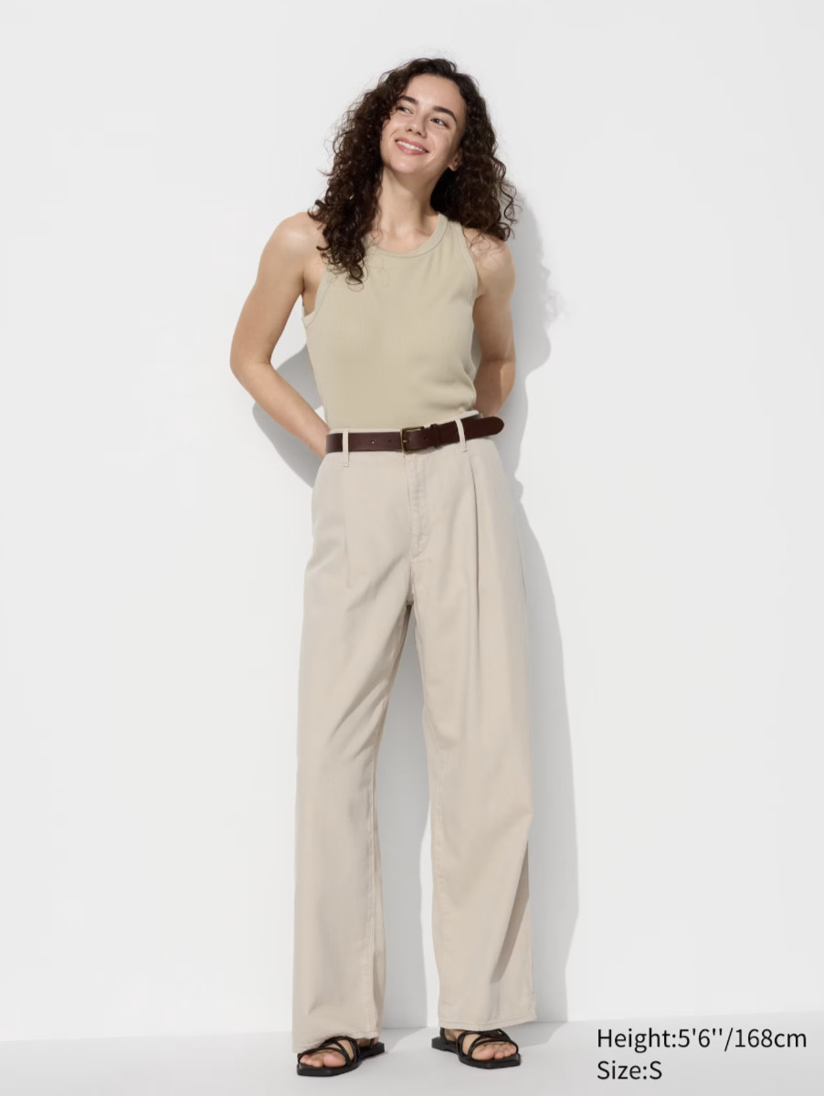 Uniqlo Drapey Denim Pleated Pants 

 #LTKcanada #LTKautumn #LTKworkwear