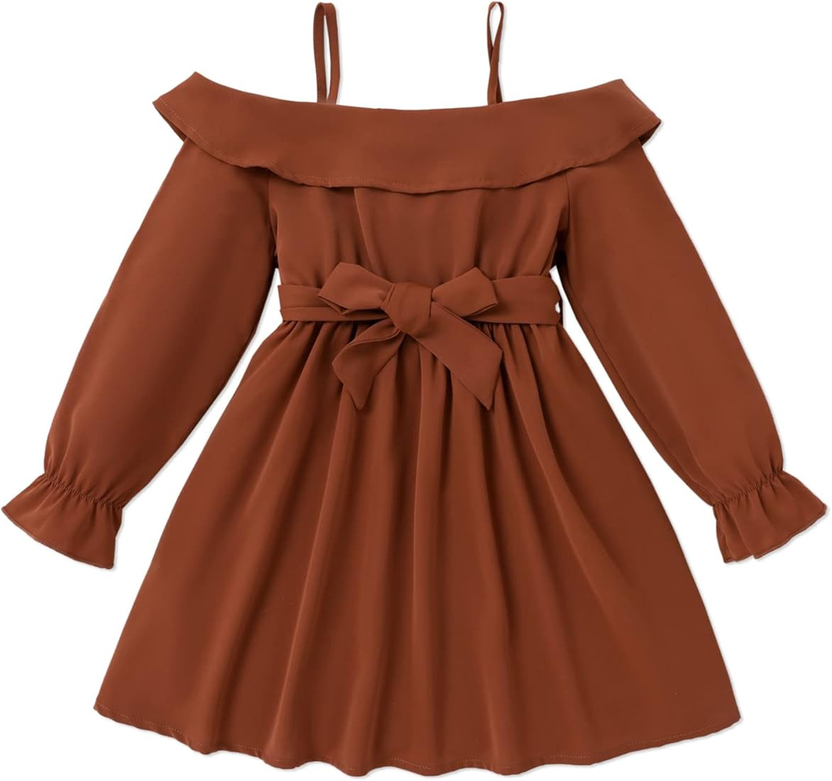 PATPAT Toddler Little Girl Floral Print Ruffle Off Shoulder Casual Long Sleeve Dress | Amazon (US)