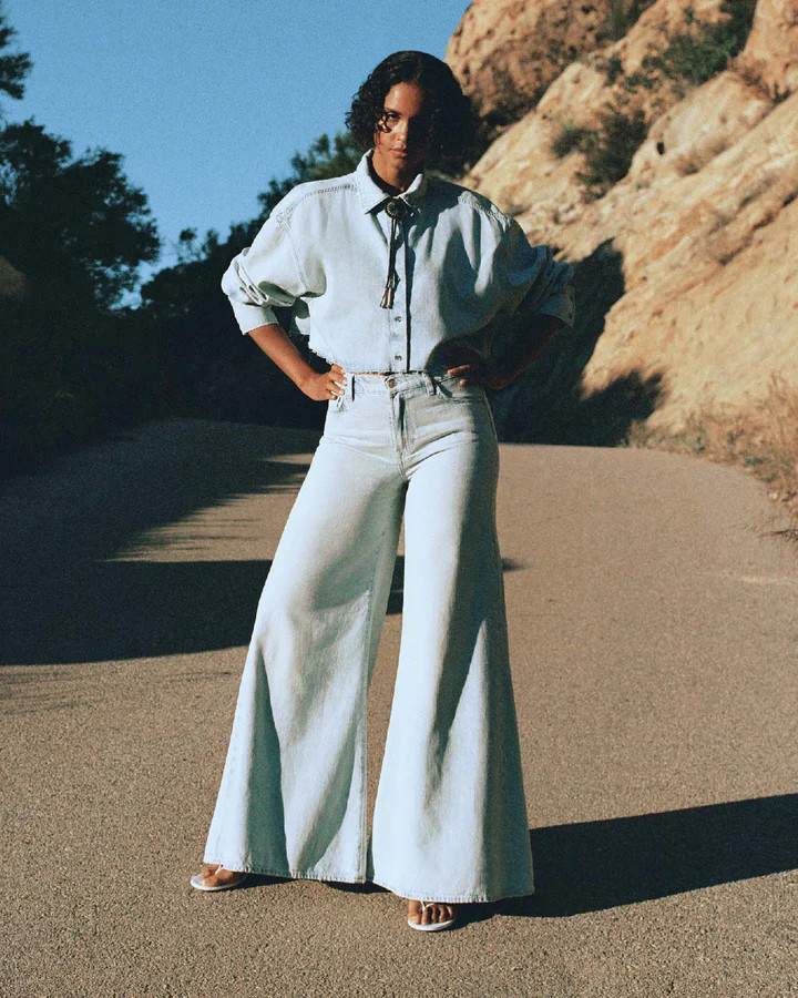 Willow Palazzo Wide Leg in Clean Slate | 7 For All Mankind