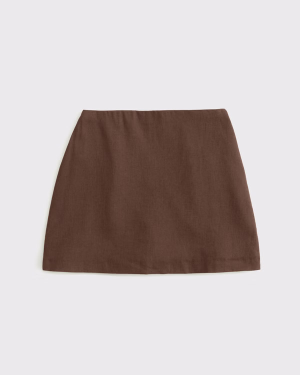 The A&F Scarlett Curve Love Linen-Blend Mini Skort | Abercrombie & Fitch (US)