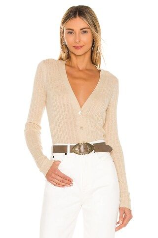 Autumn Cashmere Variegated Rib V Neck Cardigan in Dune from Revolve.com | Revolve Clothing (Global)