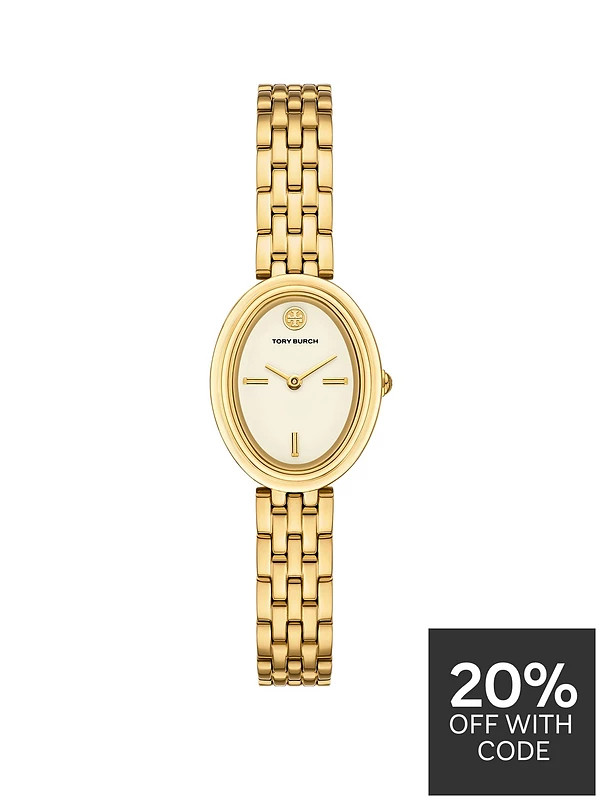 Tory Burch Oval Watch, Gold-Tone Stainless Steel | Very (UK)