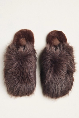 Maeve Fuzzy Faux Fur Slippers | Anthropologie (US)