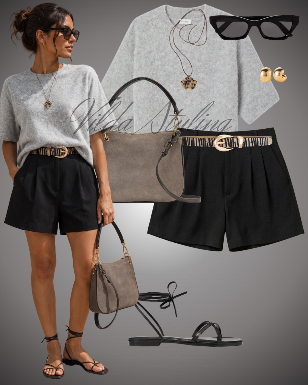 Chic neutrals with a little edge 🖤 A soft grey knit paired with tailored black shorts, strappy sandals, and statement accessories makes the perfect effortless summer look. Polished enough for lunch, easy enough for everyday. ✨

#LTKStyleTip #LTKFashion #SummerOutfit #ChicStyle #NeutralStyle #EffortlessStyle #EverydayOutfit #SummerFashion

#LTKFashionMonth #LTKeurope #LTKstyletip