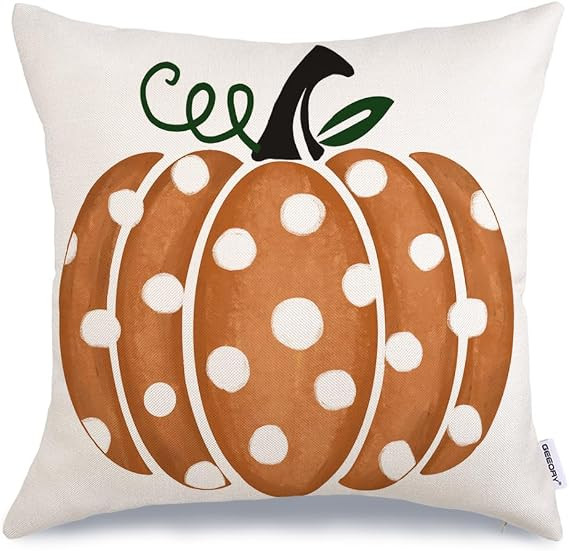 Fall Pillow Covers 18x18 inch Polka Dots Pumpkin Throw Pillow Covers for Thanksgiving Decorations... | Amazon (US)
