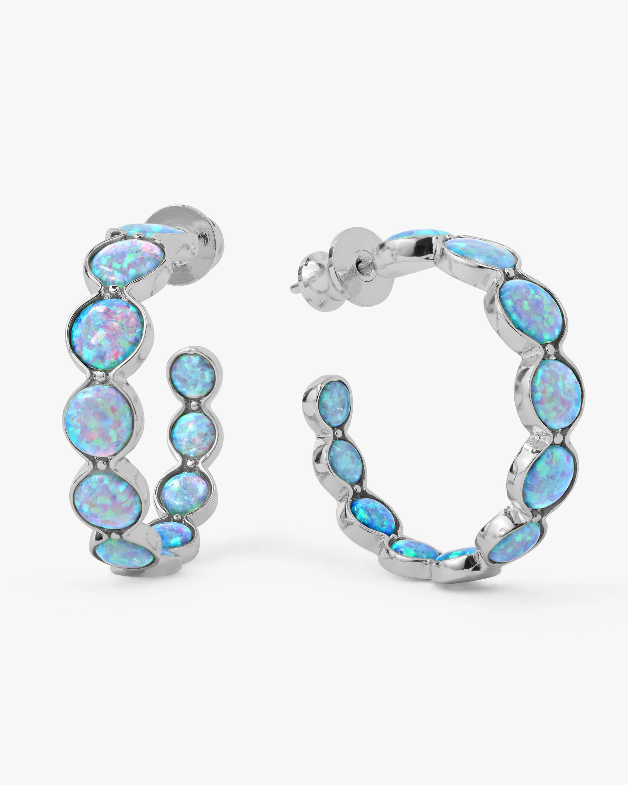 She's an Icon Blue Opal Hoops 1" - Silver|Blue Opal | Melinda Maria