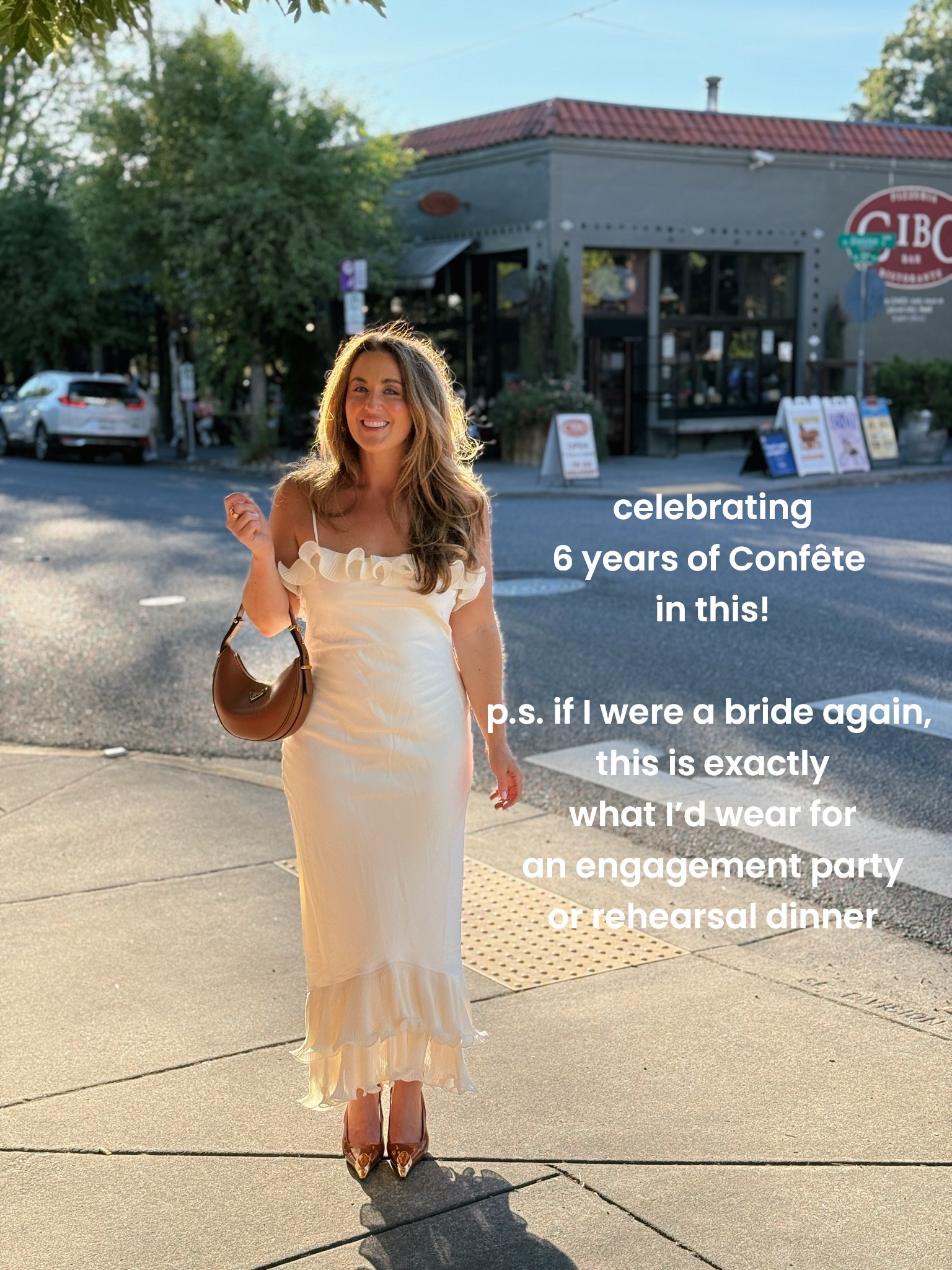Summer dinner date outfit to celebrate 6 years of Confête!

Honestly, if I were a bride to be, this is exactly what I’d wear to a rehearsal dinner or engagement party.  This cream ruffle midi dress is just stunning!

Runs true to size. I’m wearing a M as a 6/8

Rehearsal dinner dress, bride to be dresses, brides over 30, fancy date night outfit

#LTKWedding #LTKMidsize #LTKSeasonal