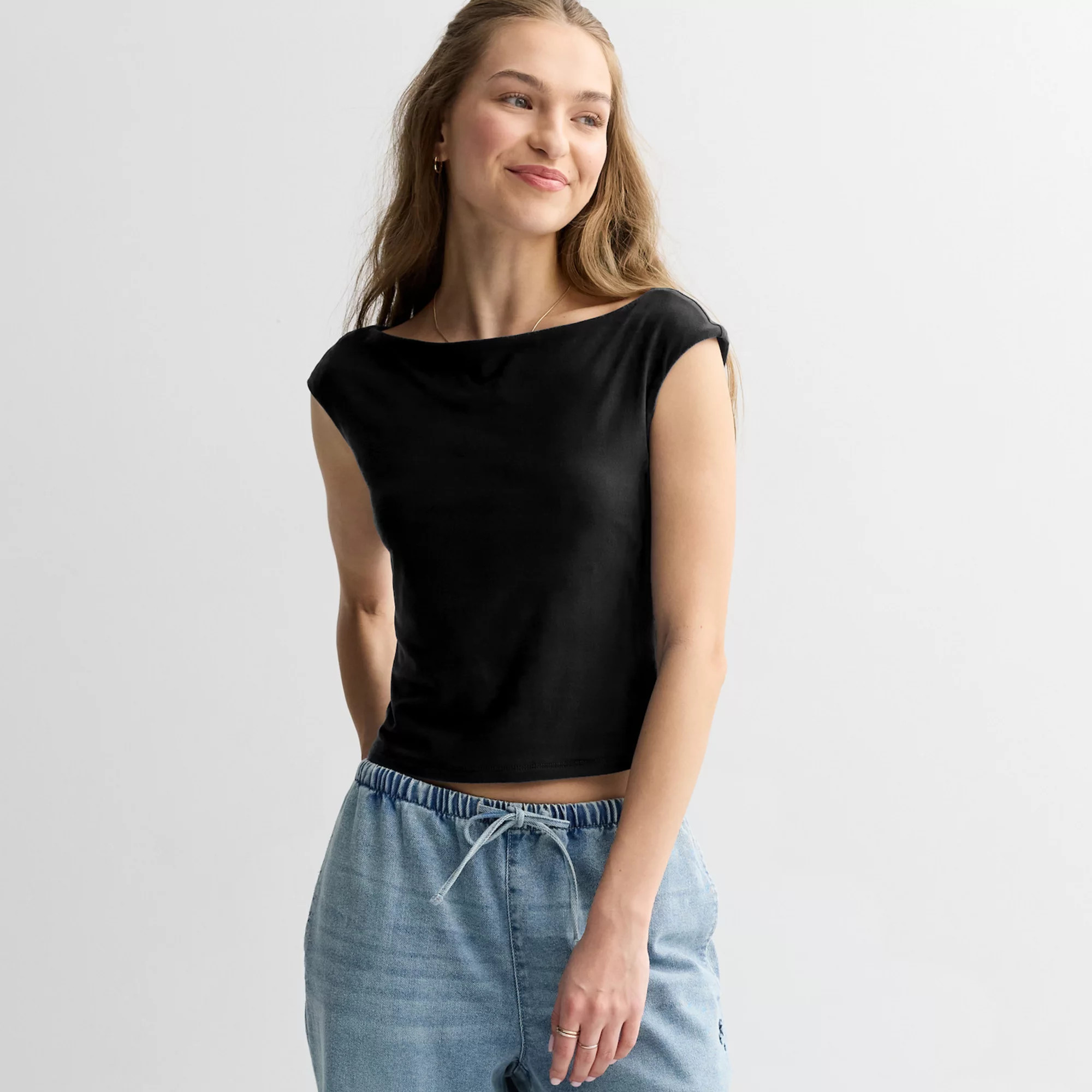 Juniors' Pink Republic Contour Boatneck Tank Top | Kohl's