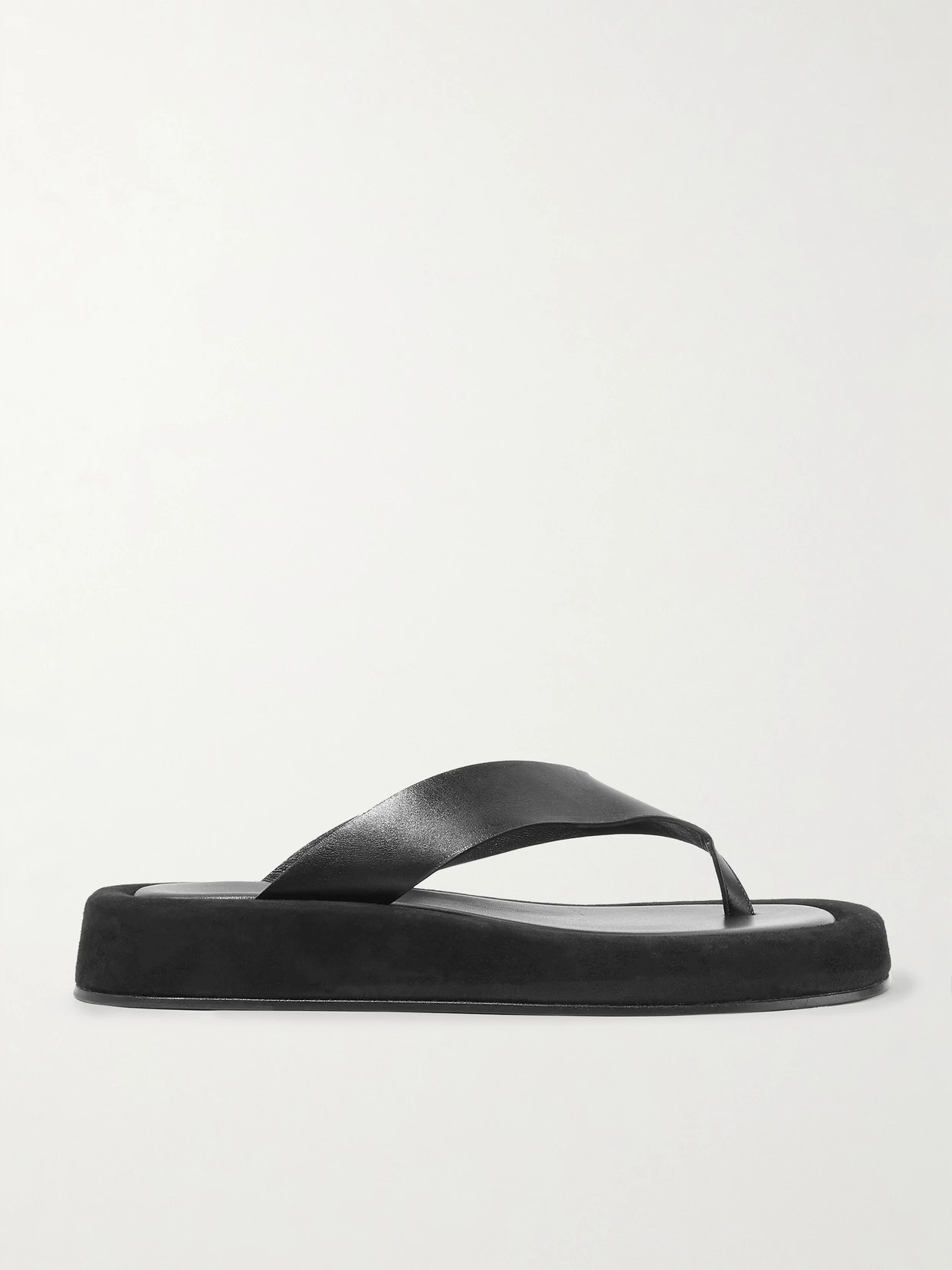 The Row - Ginza Leather Platform Flip Flops - Black | NET-A-PORTER (US)