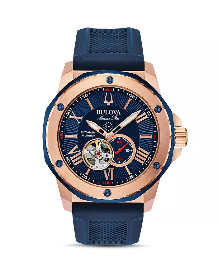 Marine Star Blue Silicone Strap Automatic Watch, 45mm | Bloomingdale's (US)