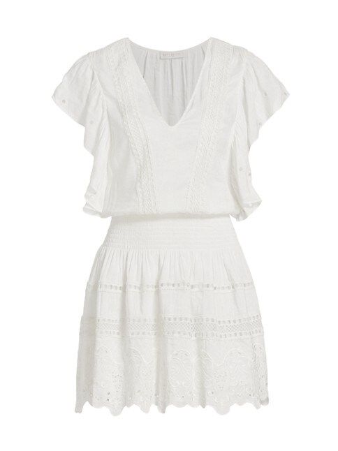 Harlow Eyelet Linen-Blend Minidress | Saks Fifth Avenue