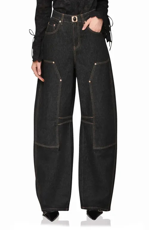 Avec Les Filles Barre Barrel Hem Jeans in Ebony Rinse at Nordstrom, Size 25 | Nordstrom