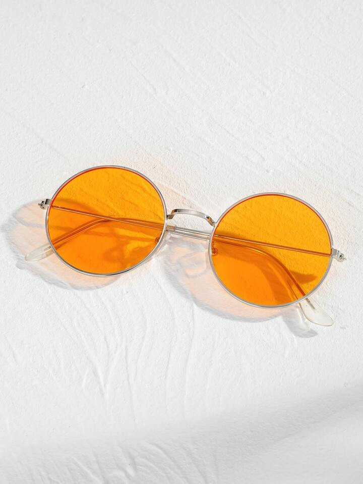 1pair Men Round Frame Tinted Lens Fashion Glasses For Decoration Vintage | SHEIN