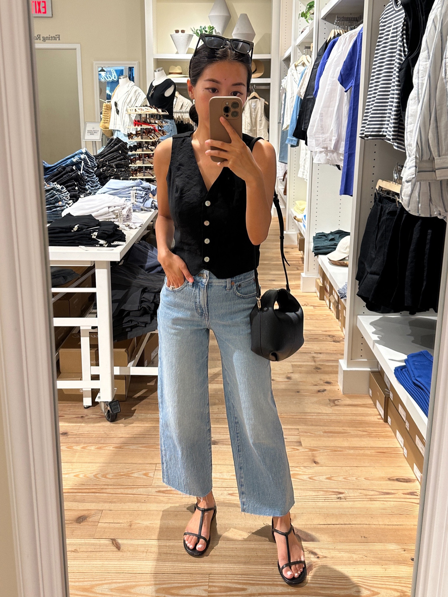 Casual summer denim uniform. FYI the website is a little tricky and sometimes changes the link to the Emmett (but these are not the Emmett)! You can confirm by the wash color name. 

• Perfect vintage jeans in Altoona wash size 24P- my most worn Madewell denim style, flattering with flats, wedges or a low heel. 

I also love these in Vintage Canvas for an ecru color 

• Vest 00 - shoulders taken up slightly . Lightweight and petite friendly fit 

• Sandals 5.5 - slightly narrow across the front strap. I’m between a 5 and 5.5 and took the bigger size with no breaking in needed 

• Polene bag (not linkable)

#petite friendly summer casual jeans outfit 

#LTKSeasonal #LTKfindsunder100 #LTKtravel