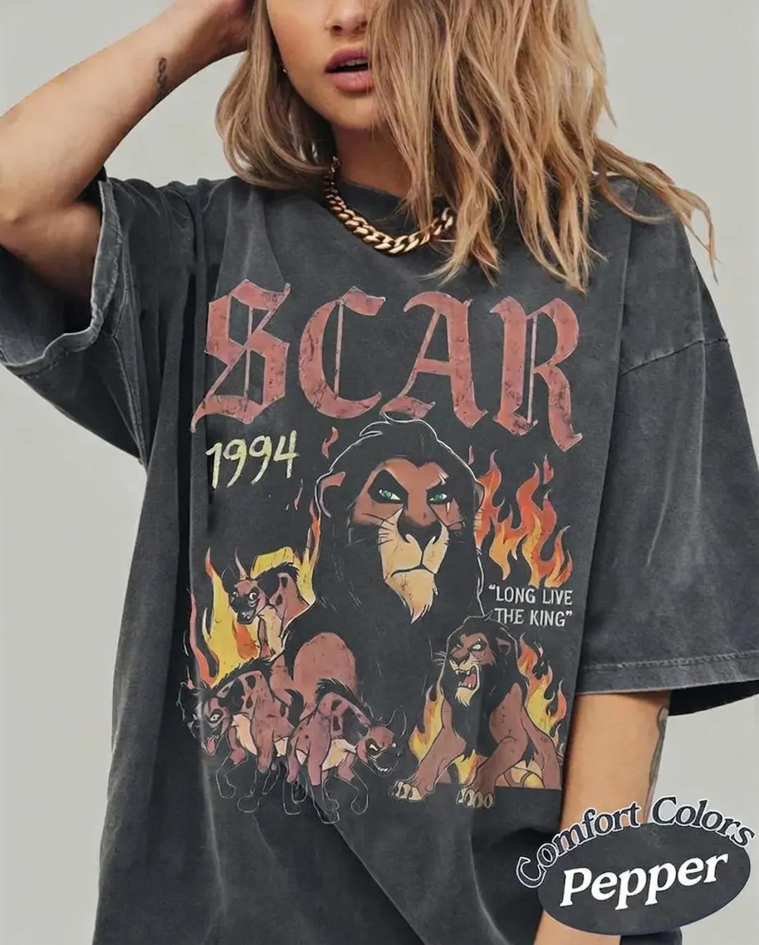 SCAR 1994 Vintage Shirt, Retro Lion King Disney Villain Tee, Comfort Colors Pepper Oversized Grap... | Etsy (Global)