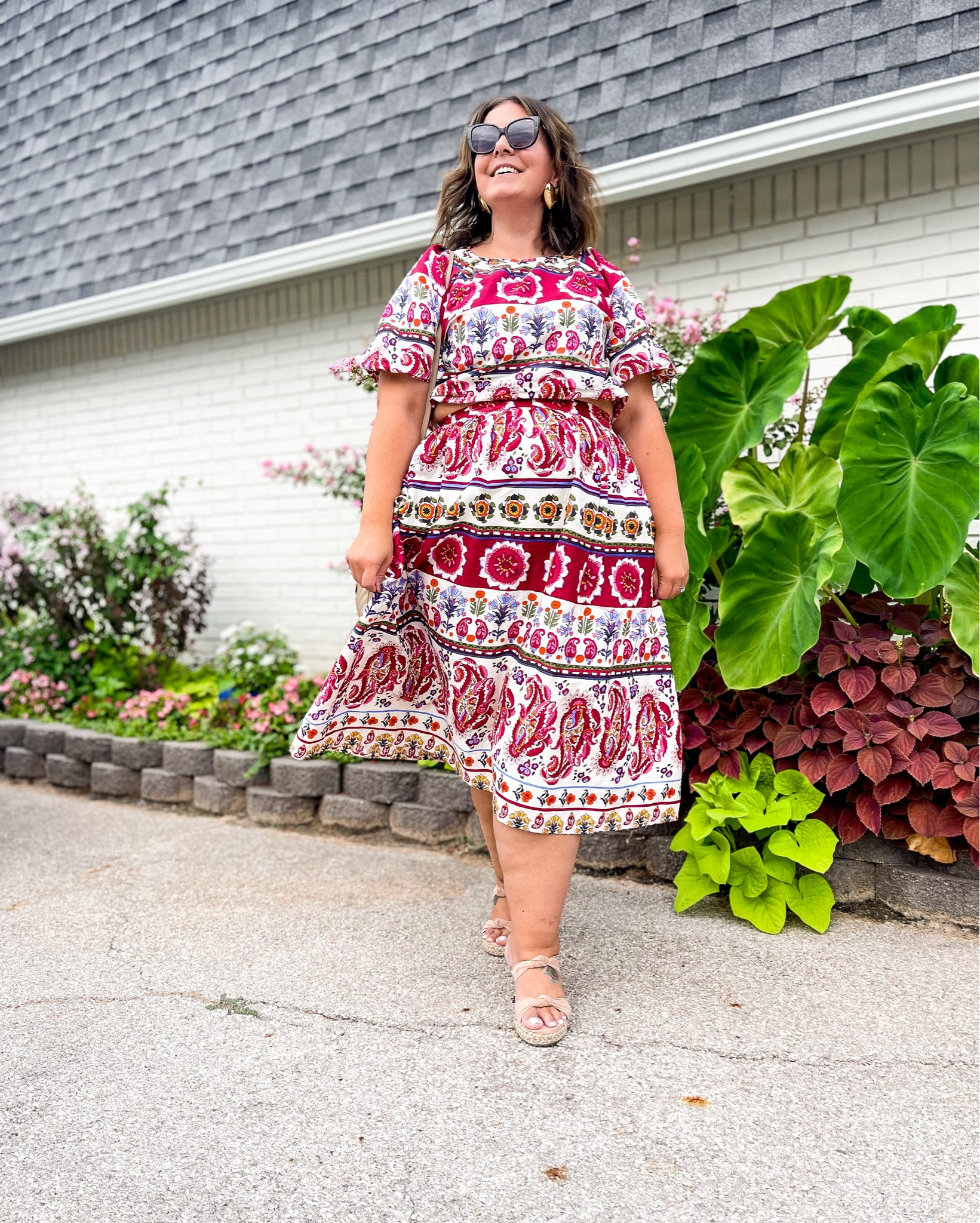 This colorful skirt set is the perfect midsize summer to fall transition outfit! You can easily style these pieces separately into lots of other outfits, too. Thinking about taking this one to LTKCon! Wearing the skirt in XL and the top in medium. 

#LTKCon #LTKMidsize #LTKOver40