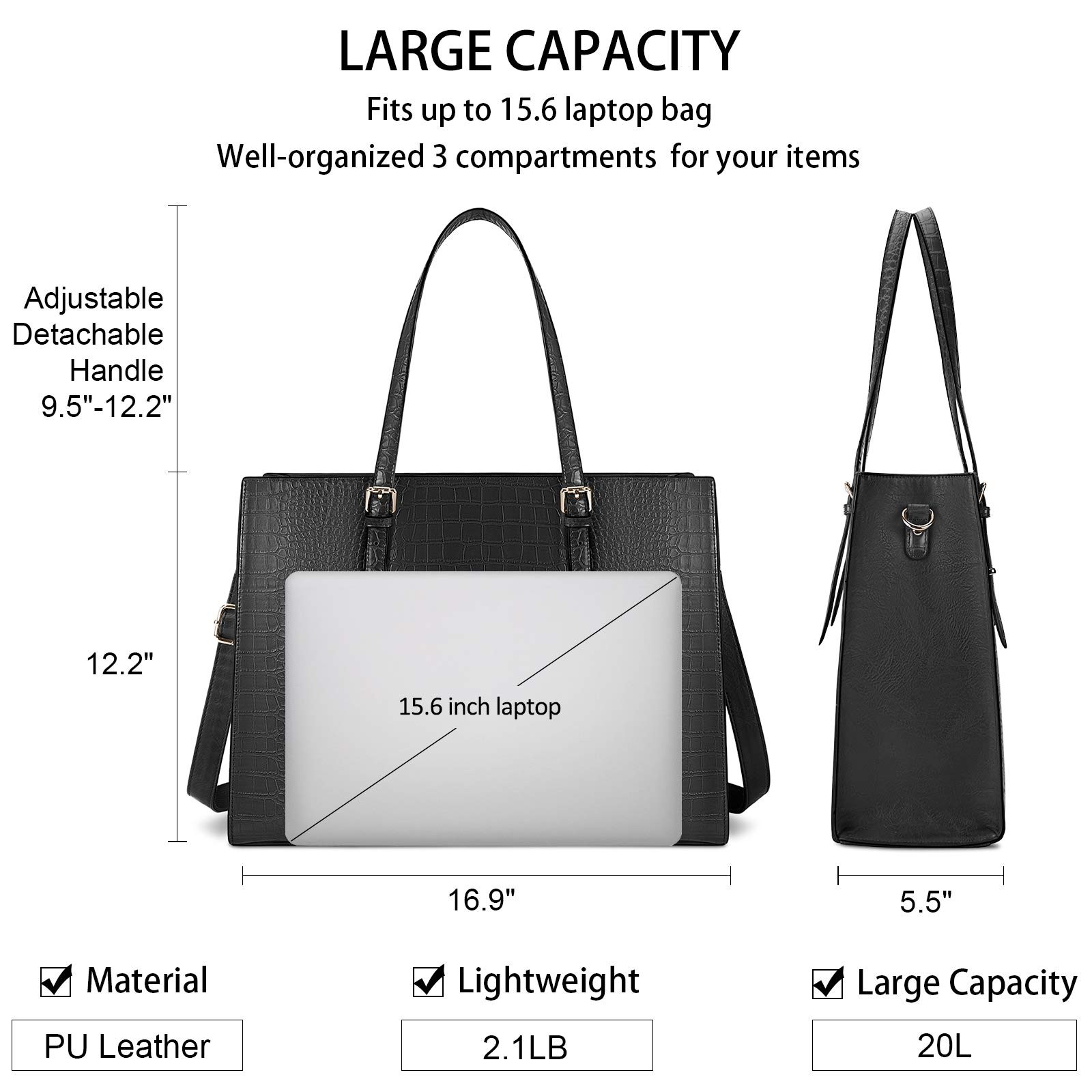 Laptop Bag for Women 15.6 Inch Laptop Tote Bag Leather Classy Computer Briefcase for Work Waterpr... | Amazon (US)