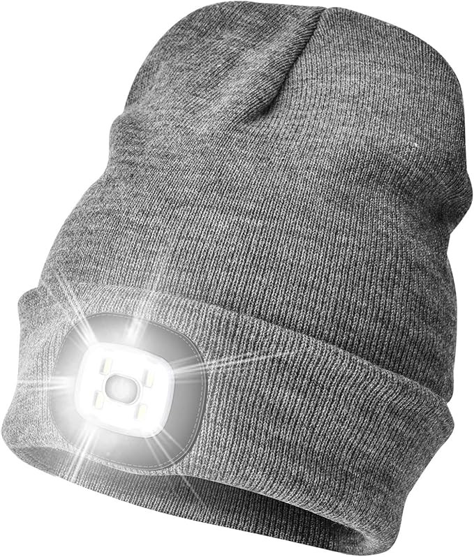 Etsfmoa Unisex LED Beanie Hat with Light, Gifts for Men Dad Women USB Rechargeable Winter Knit Li... | Amazon (US)