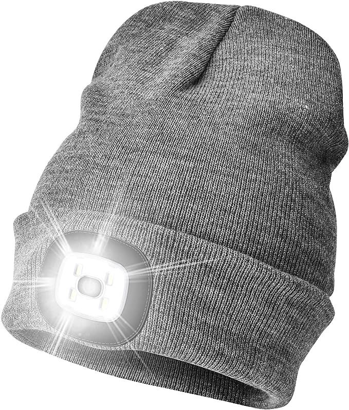 Etsfmoa Unisex LED Beanie Hat with Light, Gifts for Men Dad Women USB Rechargeable Winter Knit Li... | Amazon (US)