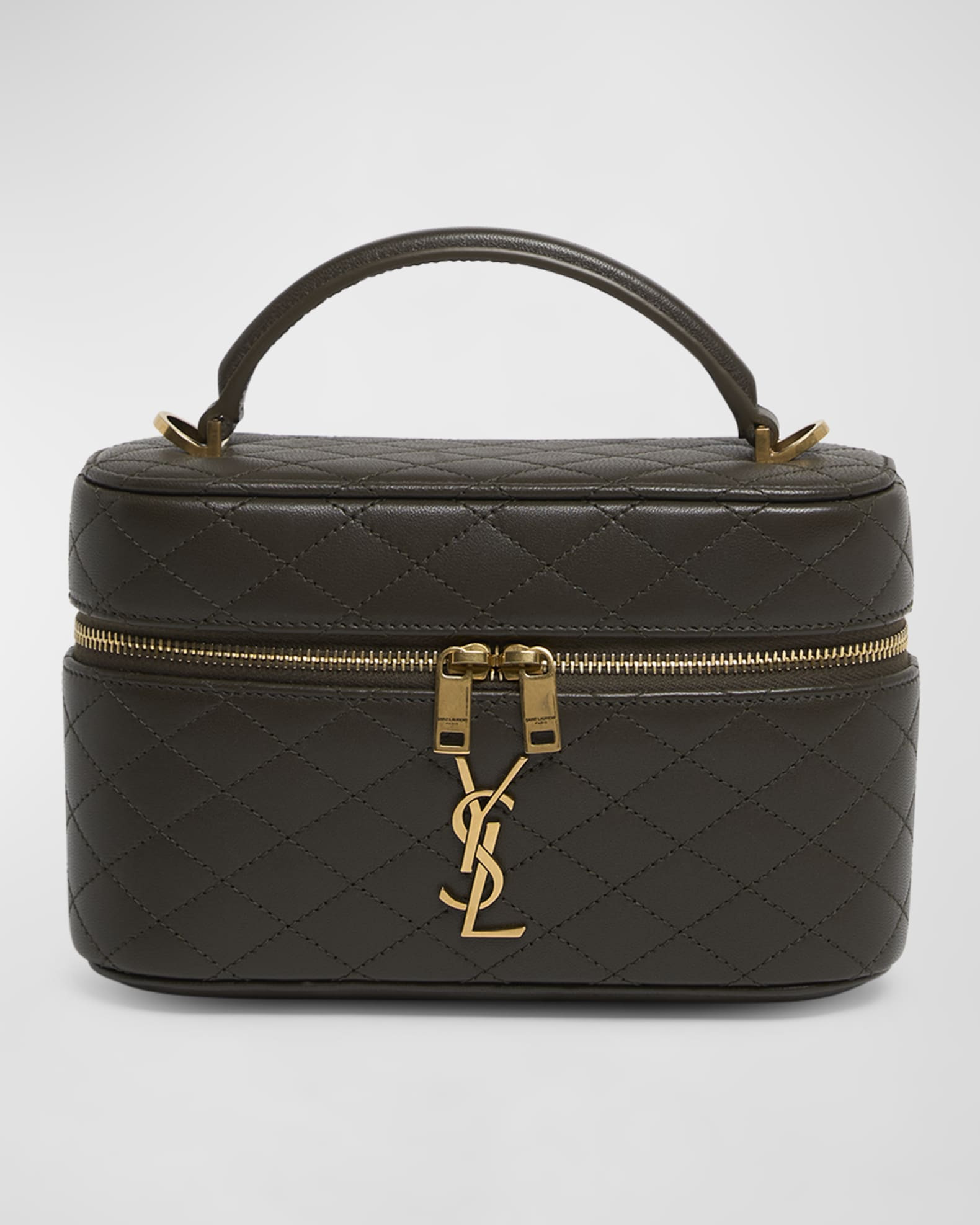 Gabby Mini Vanity Case in Quilted Leather with Gold Hardware | Neiman Marcus