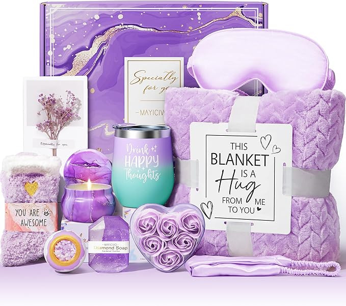 Valentines Day Birthday Gifts for Women Self Care Get Well Soon Gift Baskets, Lavender Relaxing S... | Amazon (US)