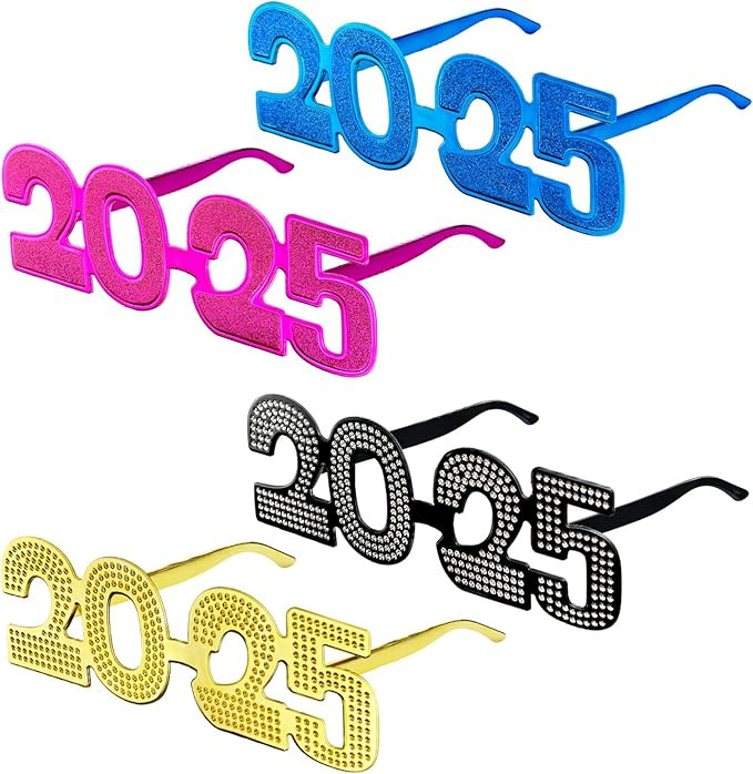 2025 New Years Eve Glasses - 4PCS, Happy New Year Party Supplies Favors Decorations Gifts, NYE Pl... | Amazon (US)