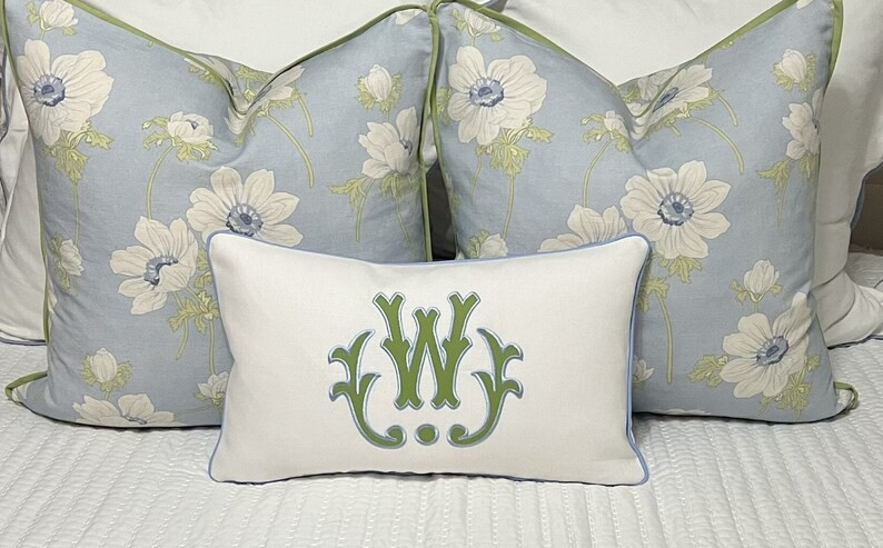 Large Monogram Applique Pillow Cover-Embroidered Pillow-Personalized Pillow-Large Lumbar Pillow-Q... | Etsy (US)