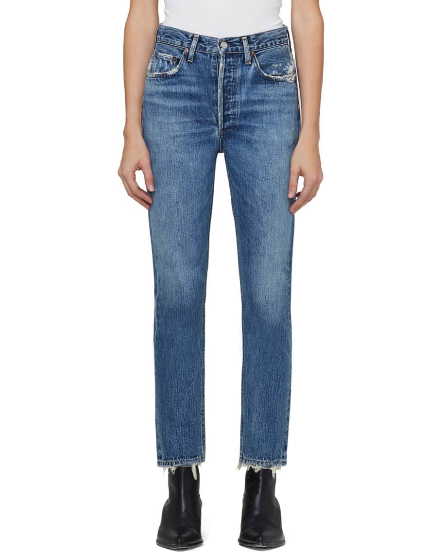 AGOLDE Riley High-Rise Straight Crop Jeans | Neiman Marcus