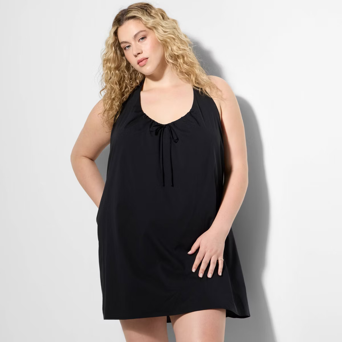 Women's Poplin Mini A-Line Dress - Wild Fable™ Black 2X | Target