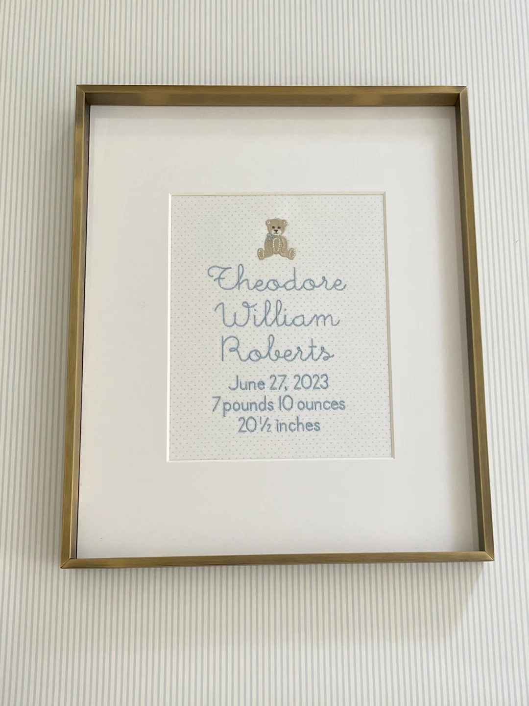 Bear Custom Embroidered Birth Announcement Wall Art | Etsy (US)