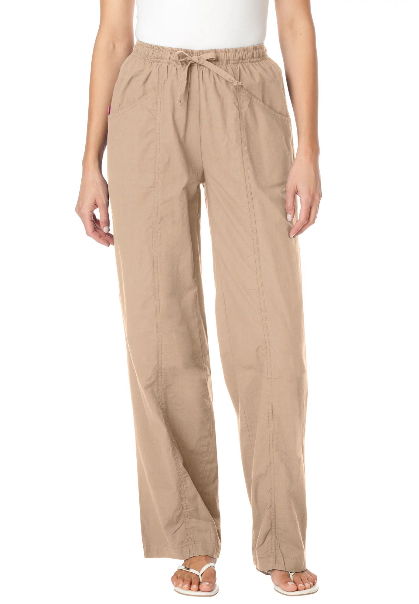 Woman Within Women's  Plus Size Petite Cotton Pants With Front Seam | Walmart (US)