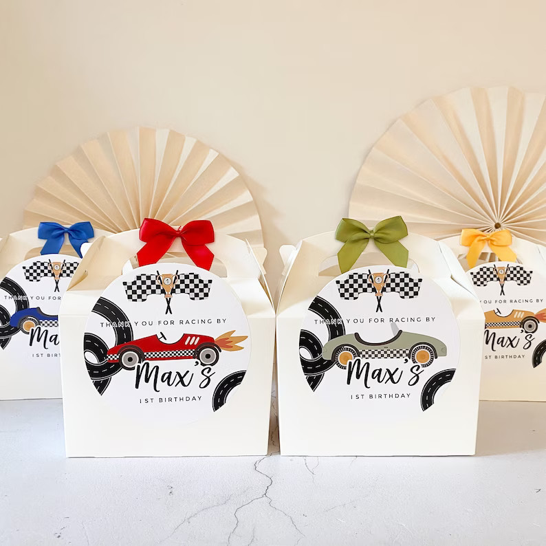 Children’s Party Box | RETRO RACE CAR | Personalised kids luxe picnic meal boxes | Etsy (UK)