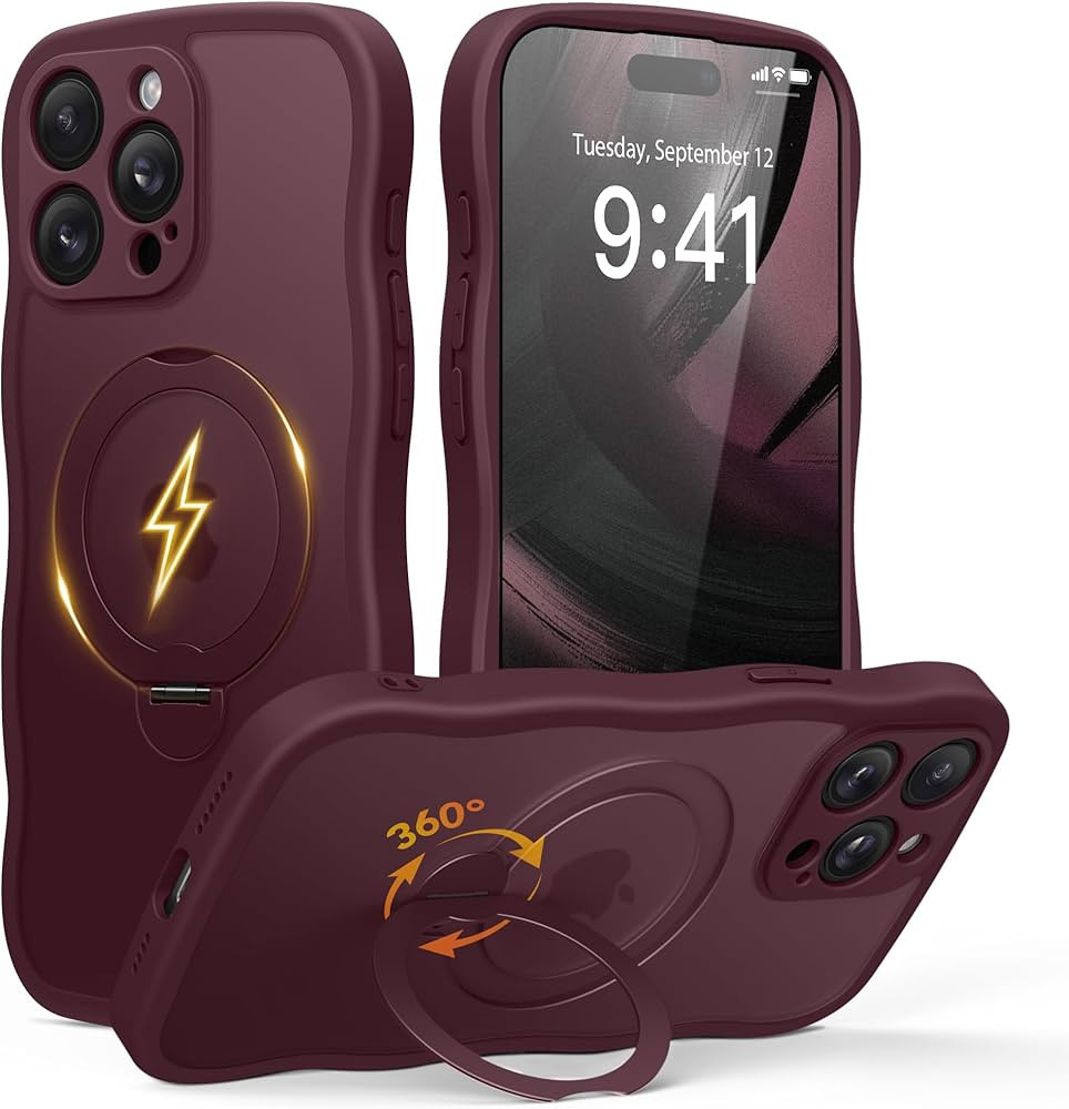 GolbinBox for iPhone 15 Pro Max Case,[Compatible with Magsafe][360°Magnetic Stand][Cute Wave Edg... | Amazon (US)